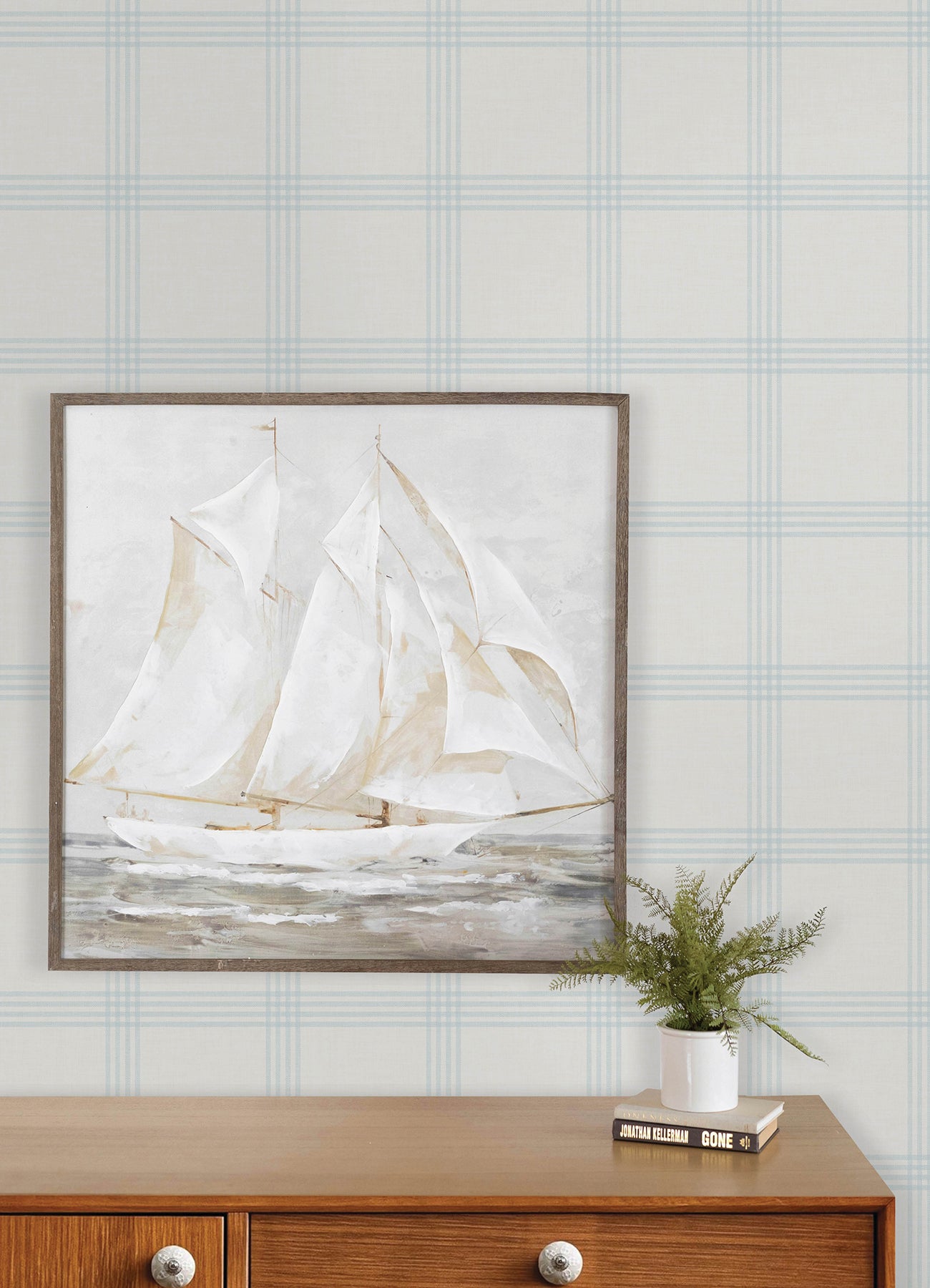 Twain Wallpaper in light blue color - pattern number 4192-24475 - by Chesapeake in the Plaid and Stripe Resource Collection collection
