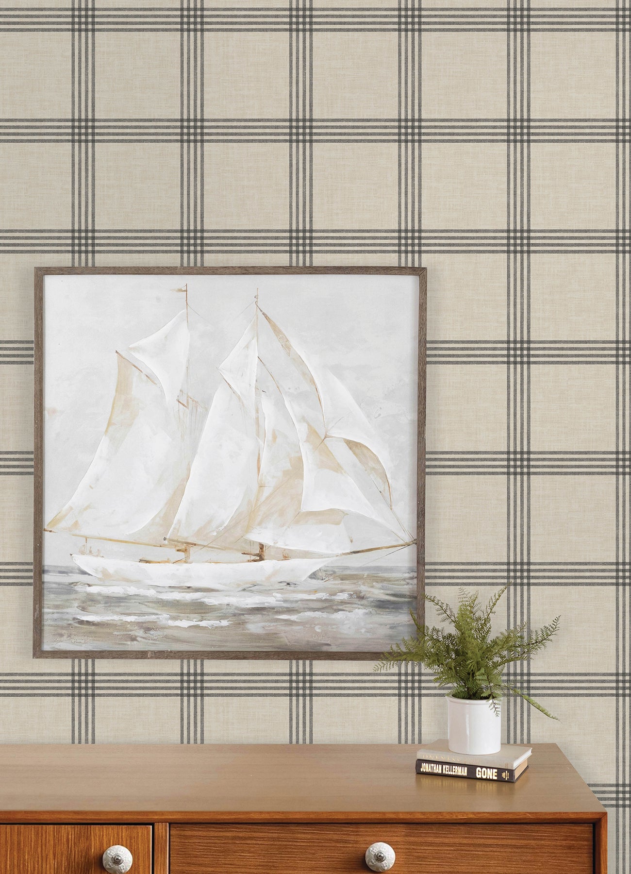 Twain Wallpaper in black color - pattern number 4192-24479 - by Chesapeake in the Plaid and Stripe Resource Collection collection
