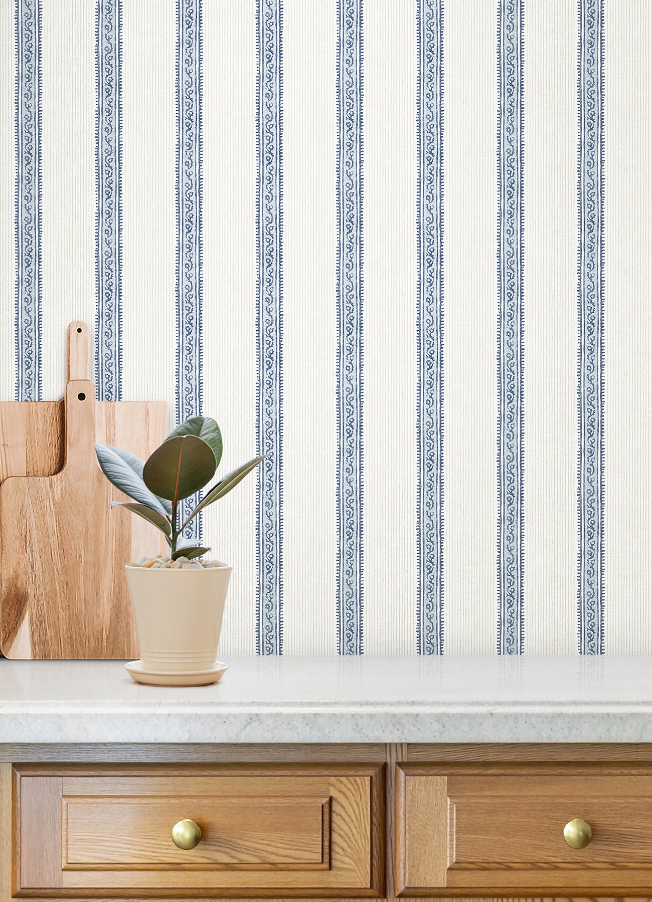 Mandevilla Wallpaper in blue color - pattern number 4192-27428 - by Chesapeake in the Plaid and Stripe Resource Collection collection