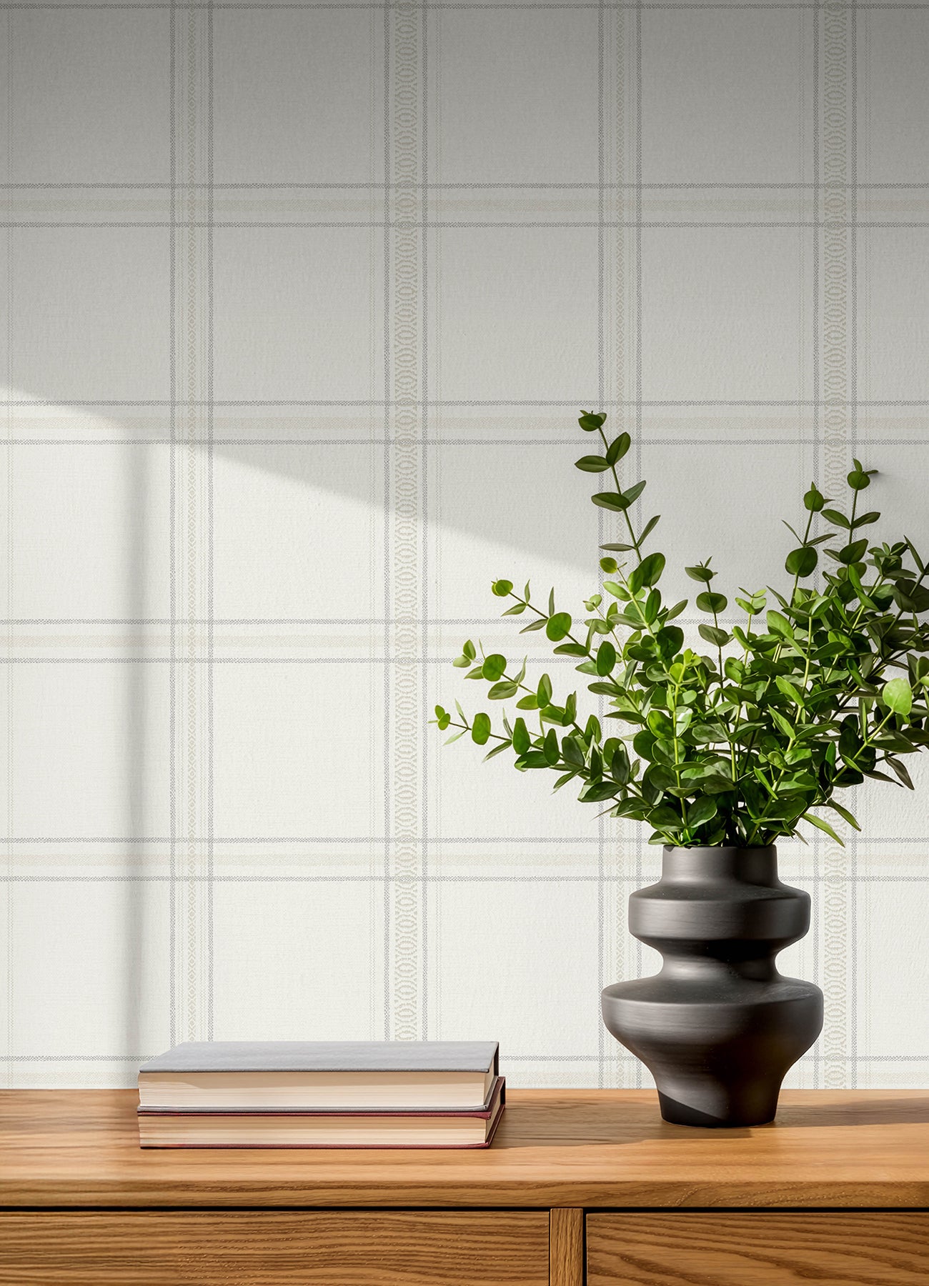 Auberge Wallpaper in white color - pattern number 4192-27606 - by Chesapeake in the Plaid and Stripe Resource Collection collection