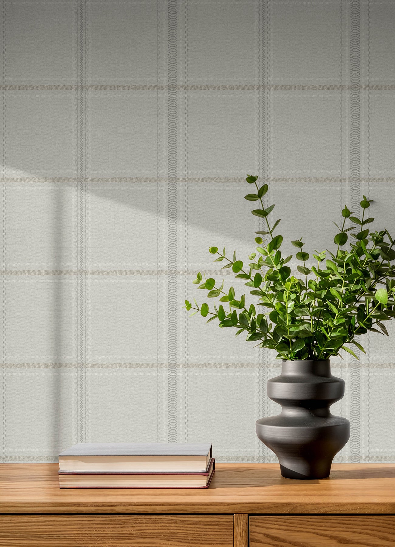 Auberge Wallpaper in taupe color - pattern number 4192-27608 - by Chesapeake in the Plaid and Stripe Resource Collection collection