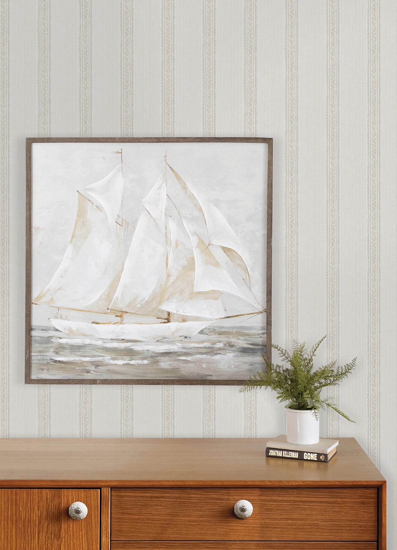 Mandevilla Wallpaper in beige color - pattern number 4192-27691 - by Chesapeake in the Plaid and Stripe Resource Collection collection