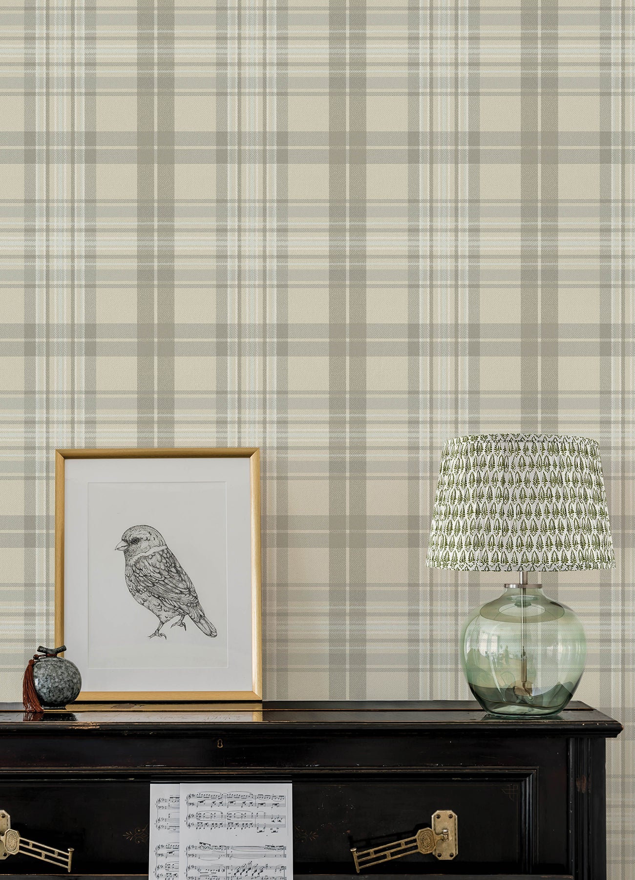 Austin Wallpaper in beige color - pattern number 4192-330216 - by Chesapeake in the Plaid and Stripe Resource Collection collection