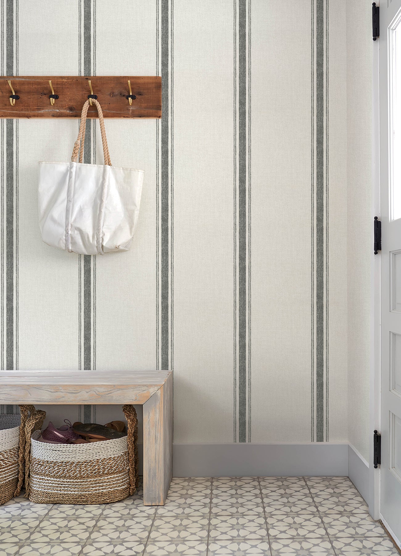 Linette Wallpaper in black color - pattern number 4192-70066 - by Chesapeake in the Plaid and Stripe Resource Collection collection