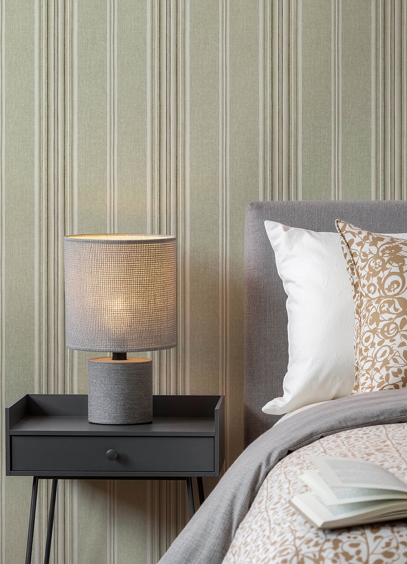 Calvados Wallpaper in moss color - pattern number 4192-83121 - by Chesapeake in the Plaid and Stripe Resource Collection collection