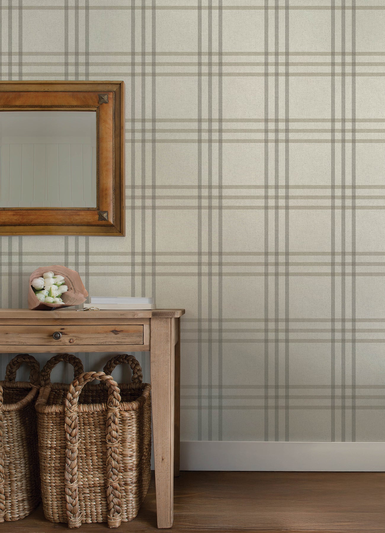 Fletcher Wallpaper in grey color - pattern number 4192-83401 - by Chesapeake in the Plaid and Stripe Resource Collection collection