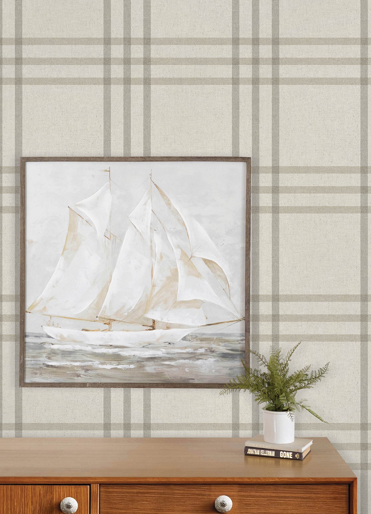 Fletcher Wallpaper in grey color - pattern number 4192-83401 - by Chesapeake in the Plaid and Stripe Resource Collection collection