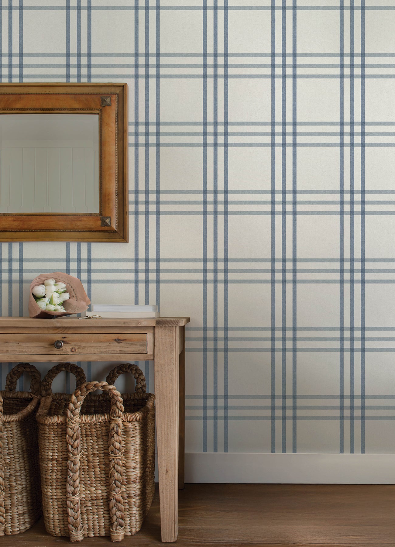 Fletcher Wallpaper in blue color - pattern number 4192-83402 - by Chesapeake in the Plaid and Stripe Resource Collection collection