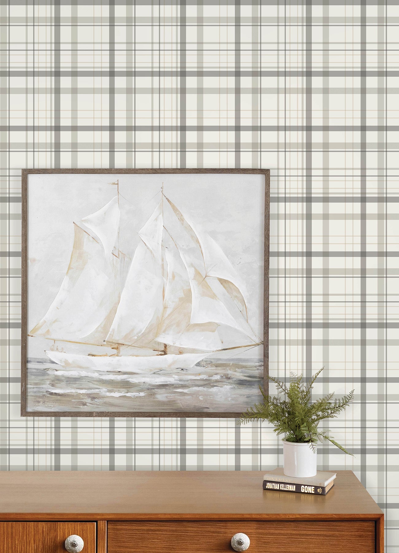 Burgess Wallpaper in charcoal color - pattern number 4192-83409 - by Chesapeake in the Plaid and Stripe Resource Collection collection