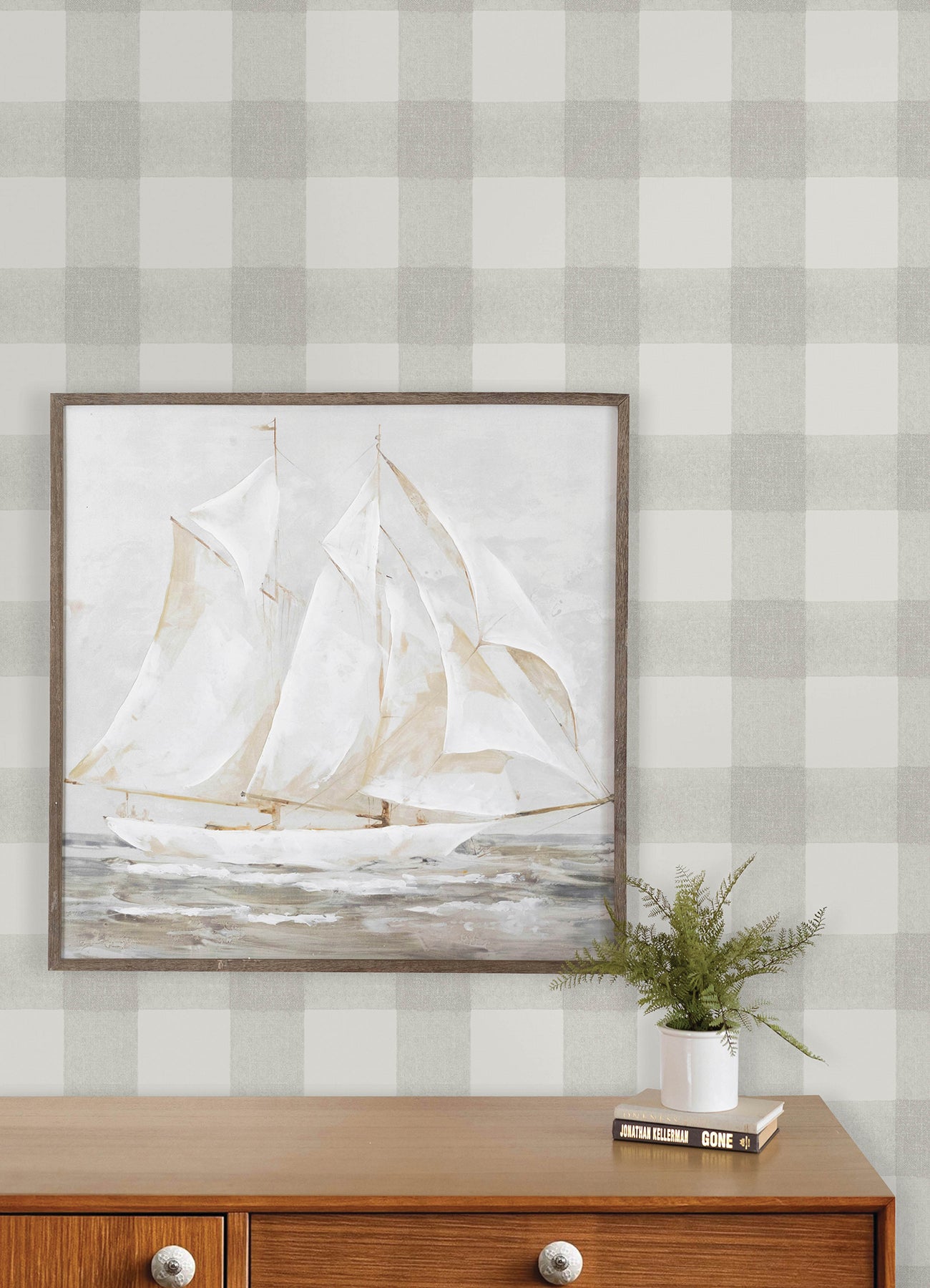 Thorpe Wallpaper in light grey color - pattern number 4192-83422 - by Chesapeake in the Plaid and Stripe Resource Collection collection