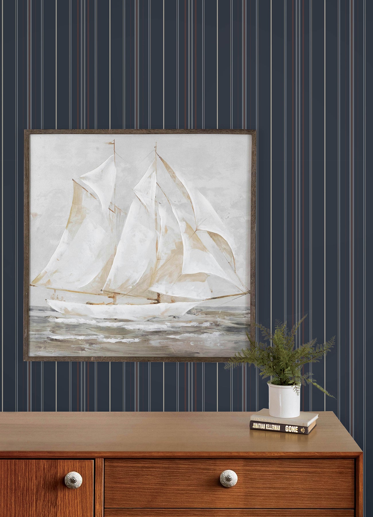 Lascelle Wallpaper in navy color - pattern number 4192-83450 - by Chesapeake in the Plaid and Stripe Resource Collection collection