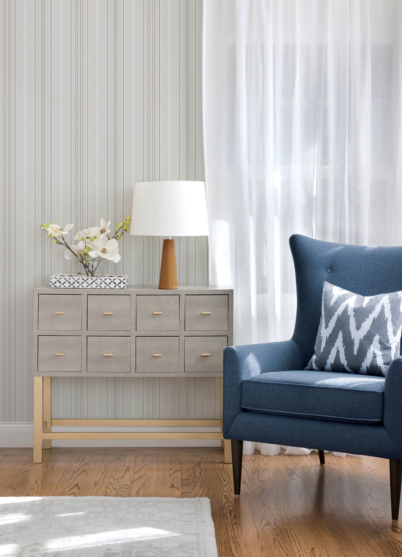 Lascelle Wallpaper in light grey color - pattern number 4192-83451 - by Chesapeake in the Plaid and Stripe Resource Collection collection