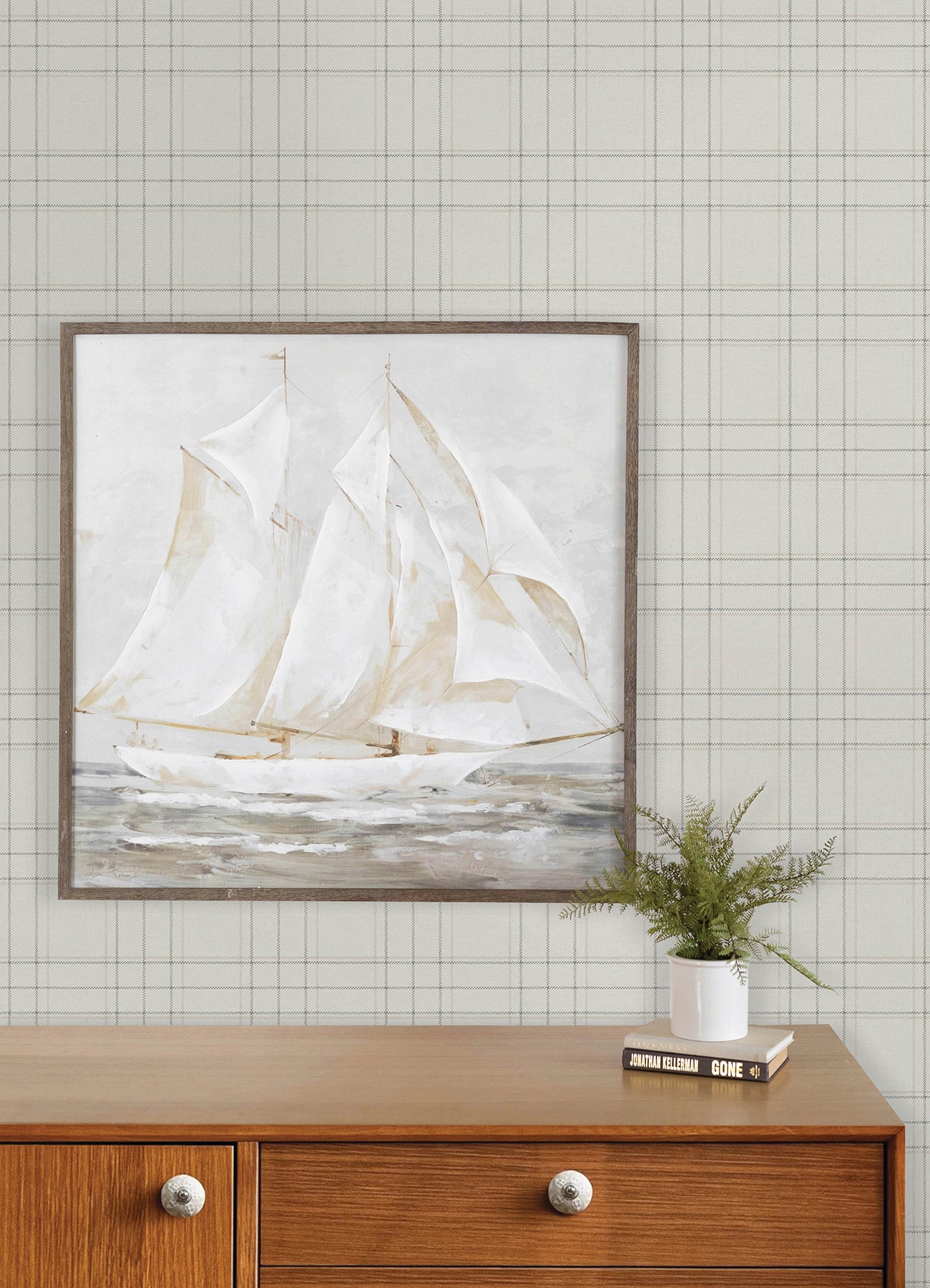 Fox Hollow Wallpaper in ivory color - pattern number 4192-83455 - by Chesapeake in the Plaid and Stripe Resource Collection collection