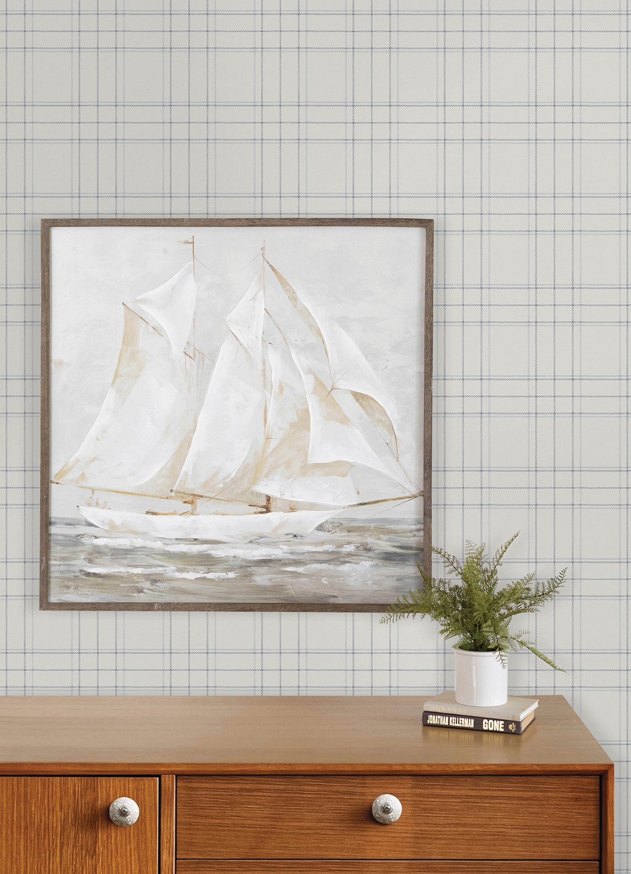 Fox Hollow Wallpaper in white color - pattern number 4192-83460 - by Chesapeake in the Plaid and Stripe Resource Collection collection