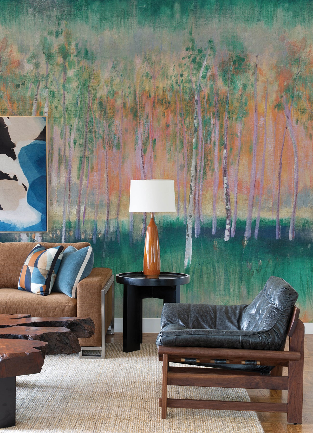 Primavera 4 Panel mural in sage color - pattern number 4193-7471M - by A Street Prints in the Portofino collection