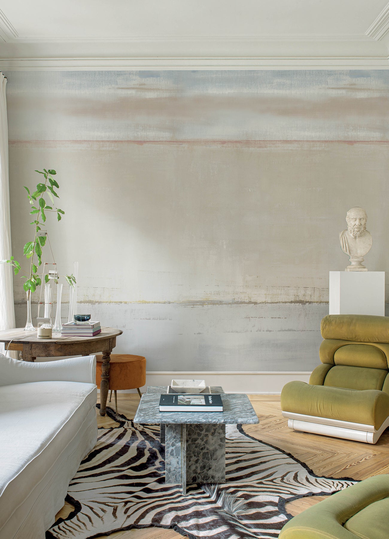 Brezza 3 Panel mural in cream color - pattern number 4193-7480M - by A Street Prints in the Portofino collection