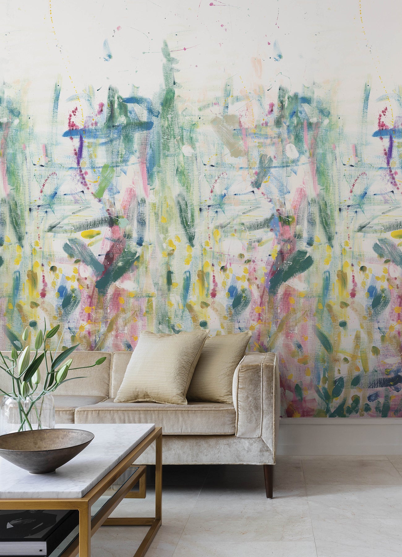 Fresco 3 Panel mural in neutral color - pattern number 4193-7492M - by A Street Prints in the Portofino collection