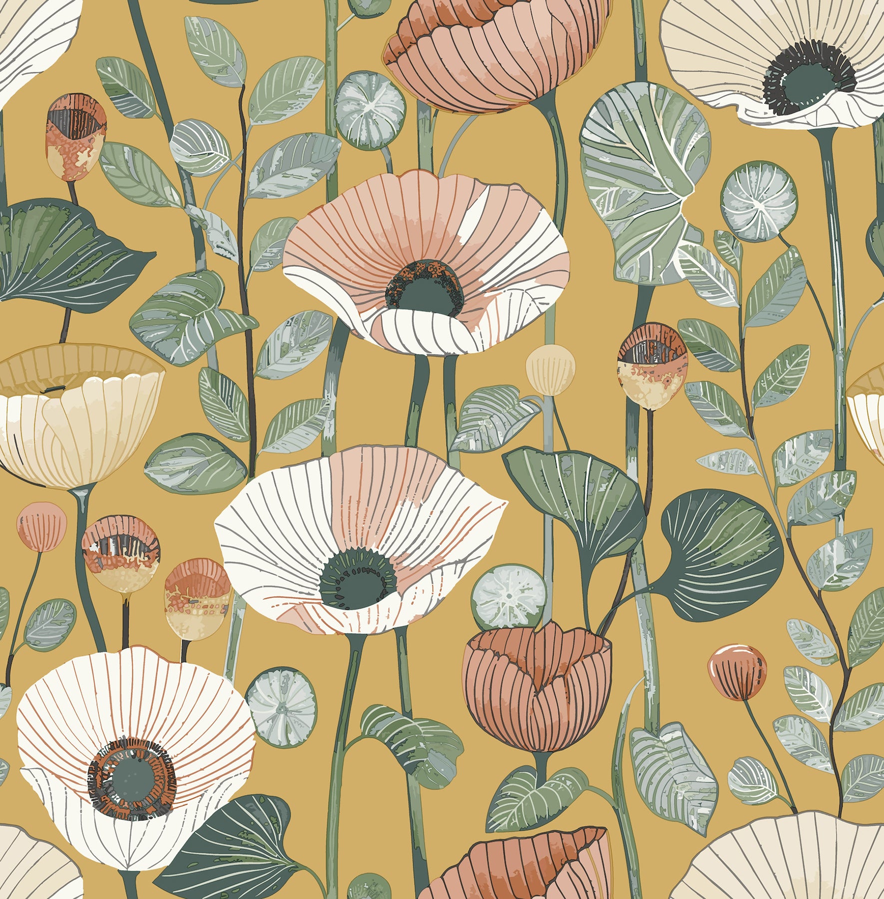 Mindra Wallpaper in mustard color - pattern number 4197-27873 - by A Street Prints in the Kaleidoscope collection