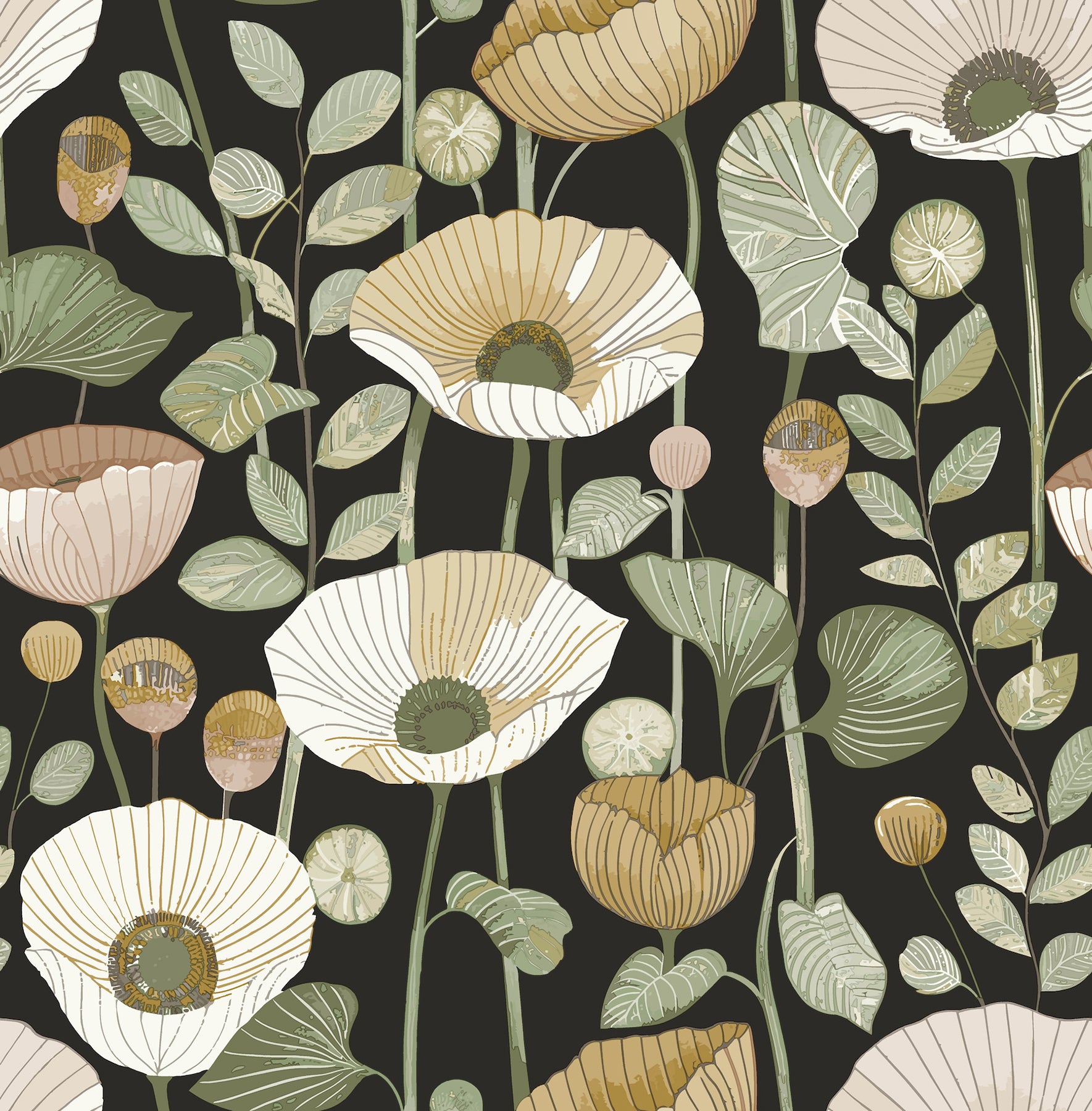 Mindra Wallpaper in black color - pattern number 4197-27875 - by A Street Prints in the Kaleidoscope collection