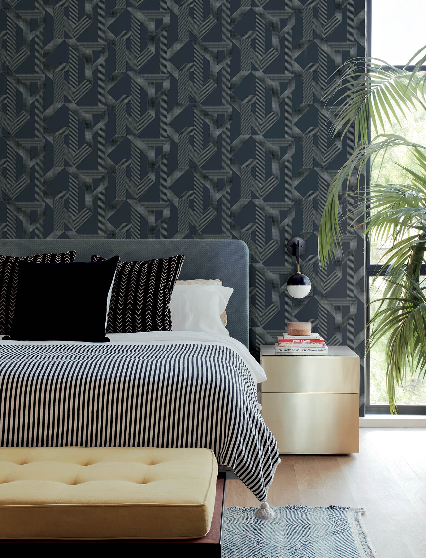 Franz Wallpaper in navy color - pattern number 4198-27802 - by A Street Prints in the Moderne Deco Timeless Glamour collection