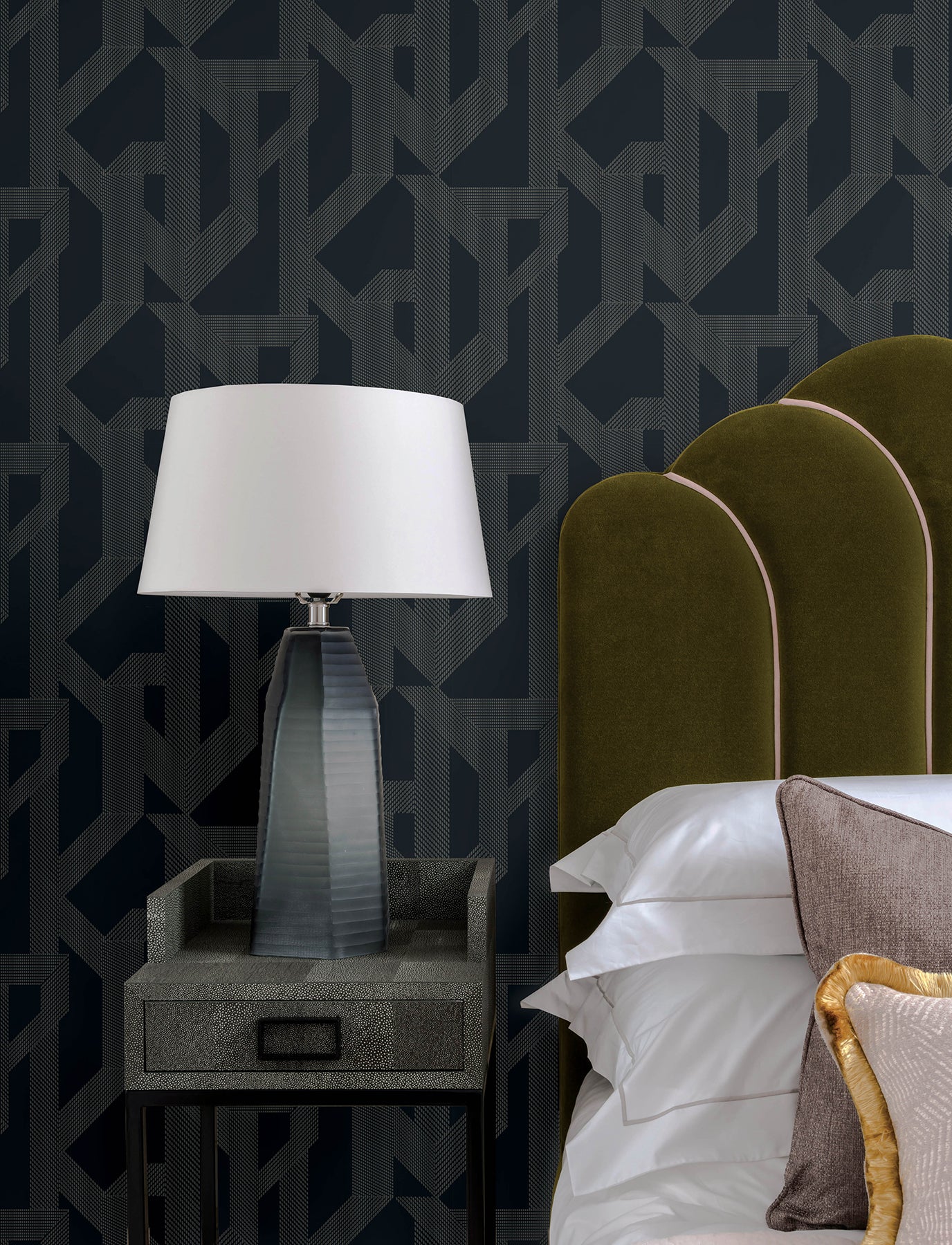 Franz Wallpaper in navy color - pattern number 4198-27802 - by A Street Prints in the Moderne Deco Timeless Glamour collection