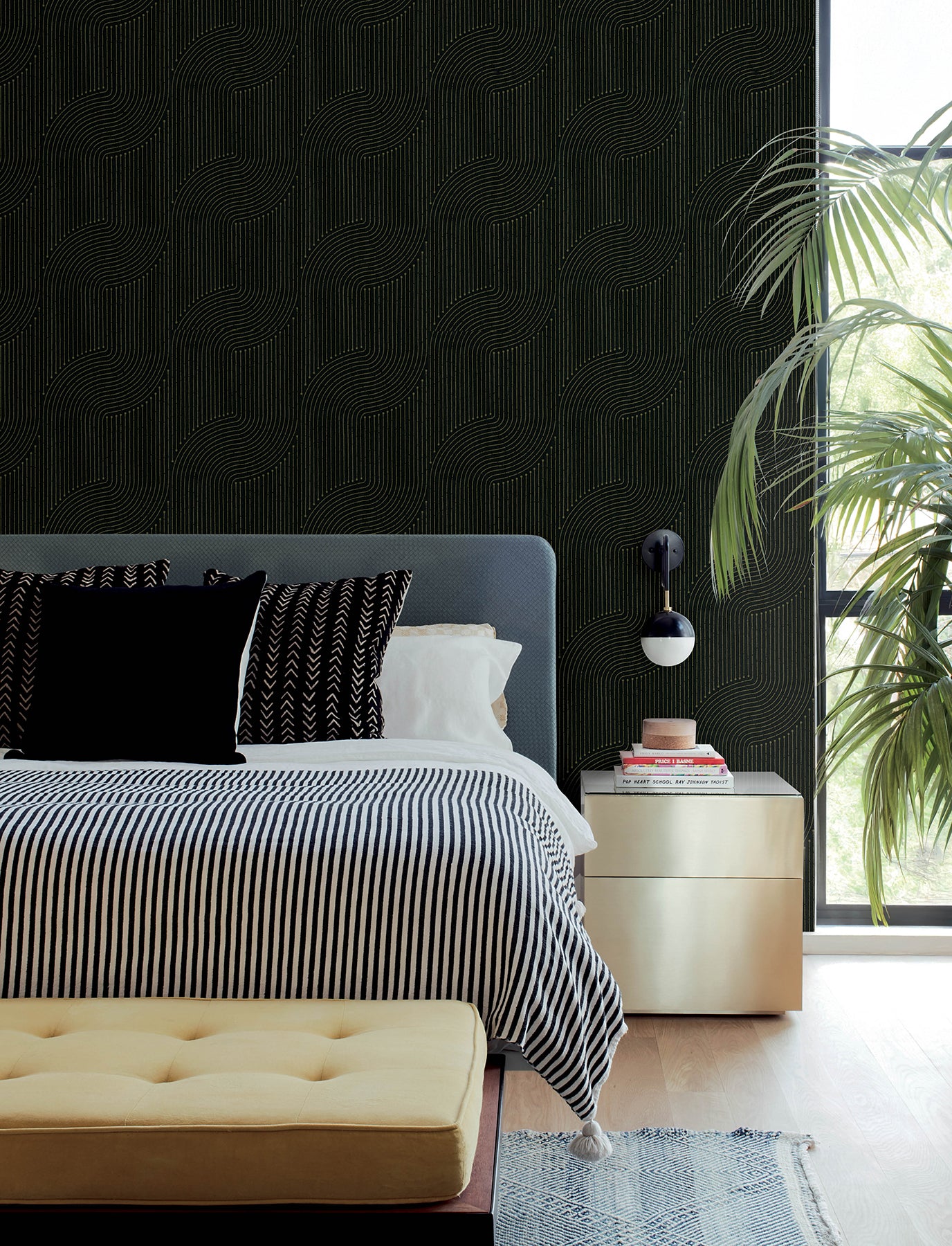 Braddock Wallpaper in black color - pattern number 4198-27808 - by A Street Prints in the Moderne Deco Timeless Glamour collection