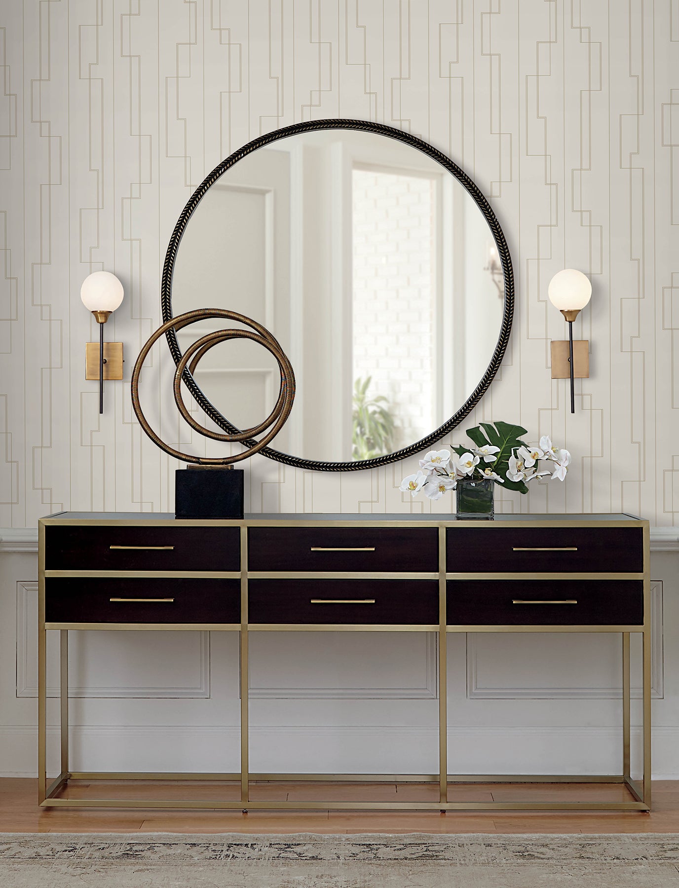 Anson Wallpaper in ivory color - pattern number 4198-27810 - by A Street Prints in the Moderne Deco Timeless Glamour collection
