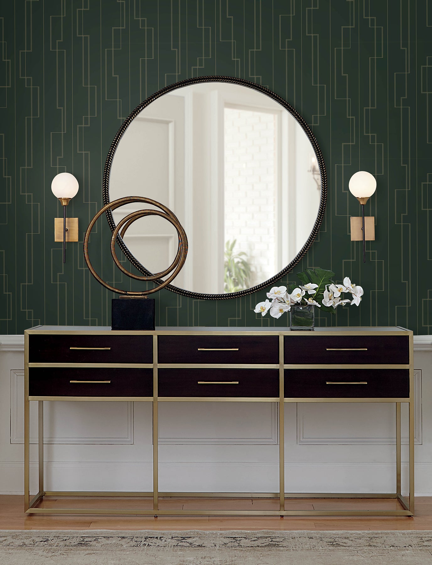 Anson Wallpaper in evergreen color - pattern number 4198-27814 - by A Street Prints in the Moderne Deco Timeless Glamour collection