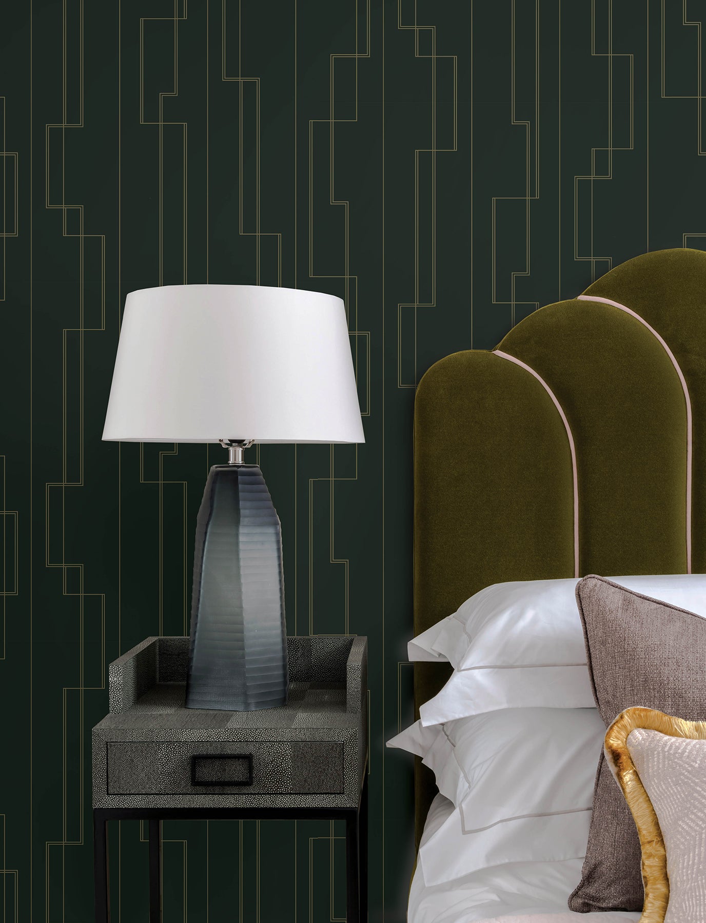 Anson Wallpaper in evergreen color - pattern number 4198-27814 - by A Street Prints in the Moderne Deco Timeless Glamour collection