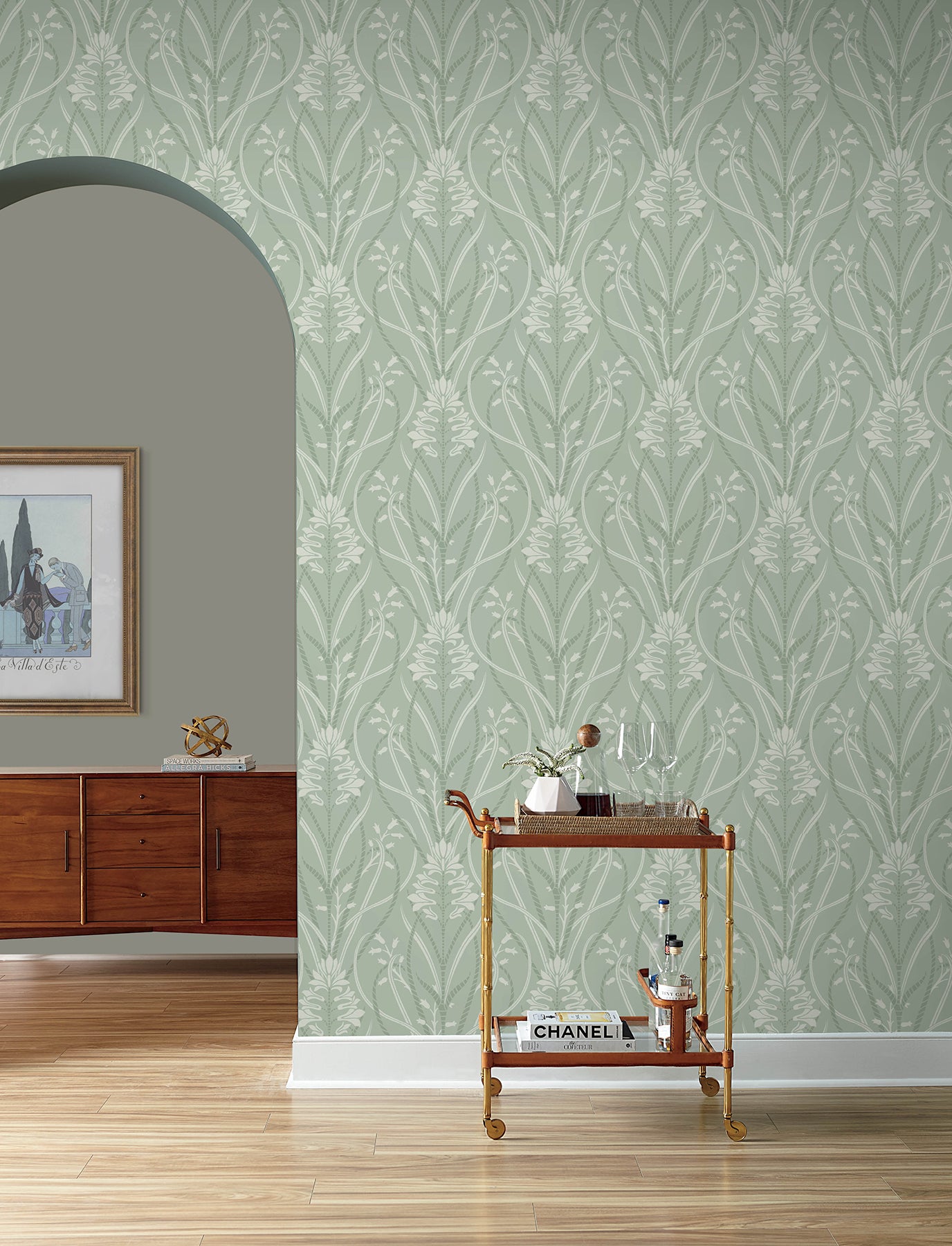 Rosalind Wallpaper in sage color - pattern number 4198-27822 - by A Street Prints in the Moderne Deco Timeless Glamour collection