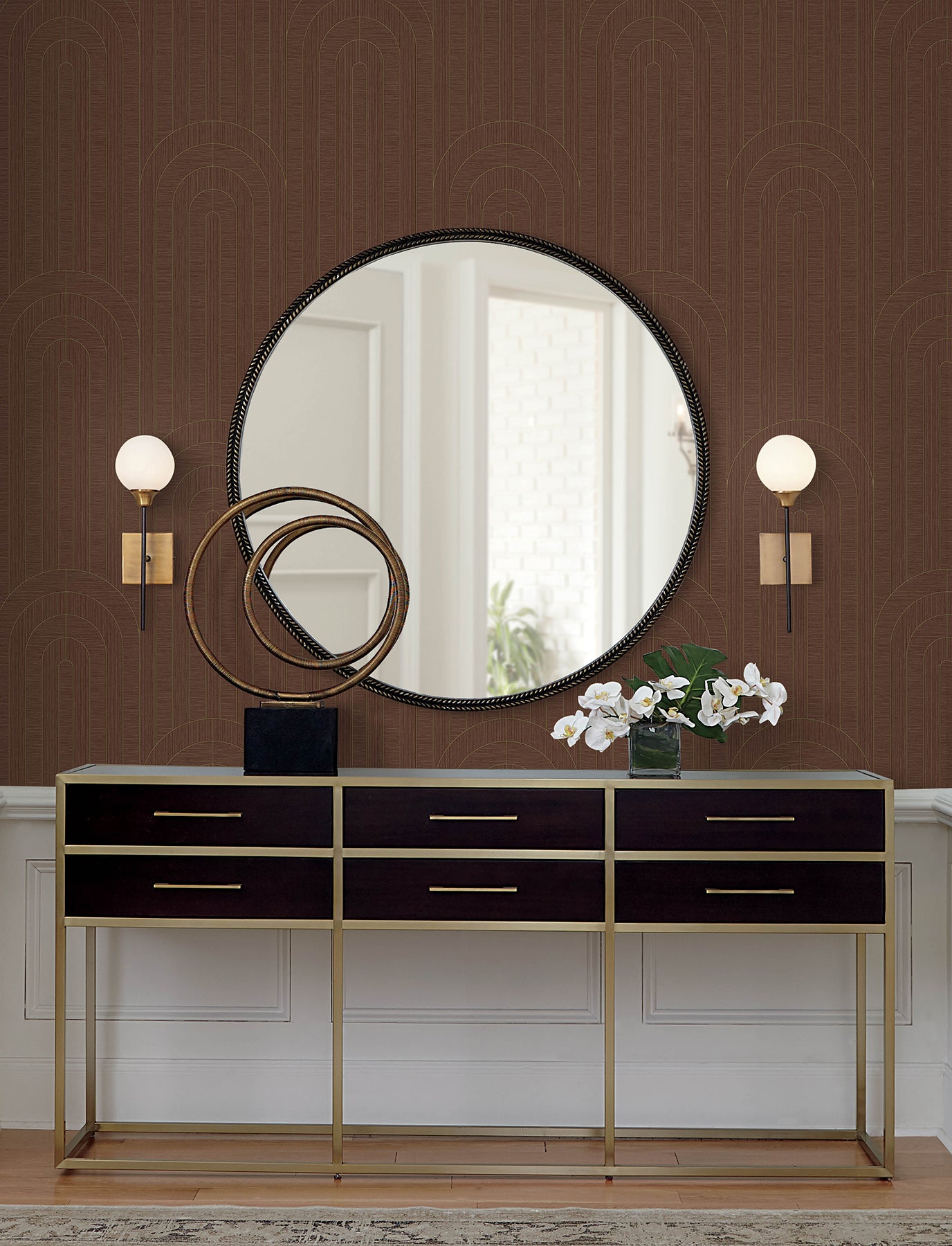 Declan Wallpaper in maroon color - pattern number 4198-27825 - by A Street Prints in the Moderne Deco Timeless Glamour collection