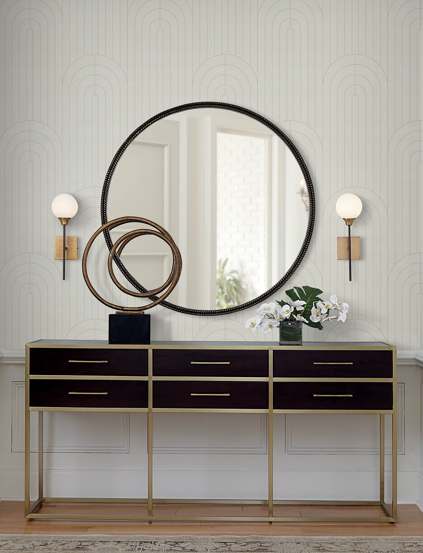 Declan Wallpaper in ivory color - pattern number 4198-27827 - by A Street Prints in the Moderne Deco Timeless Glamour collection
