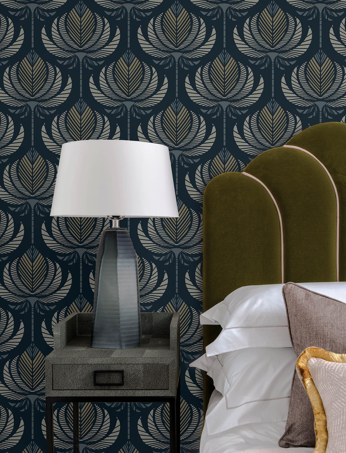 Ferrenby Wallpaper in dark blue color - pattern number 4198-27831 - by A Street Prints in the Moderne Deco Timeless Glamour collection