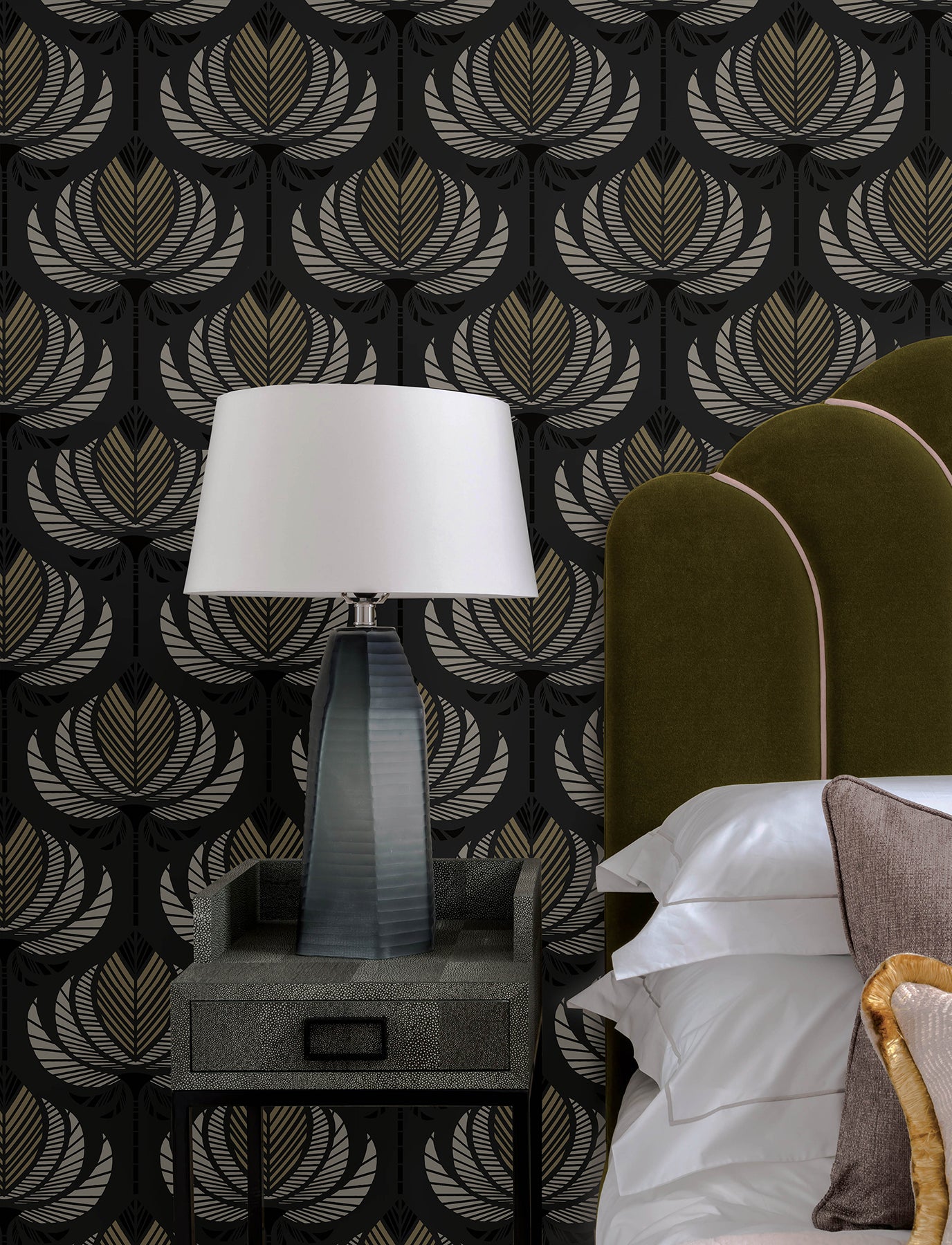 Ferrenby Wallpaper in black color - pattern number 4198-27833 - by A Street Prints in the Moderne Deco Timeless Glamour collection