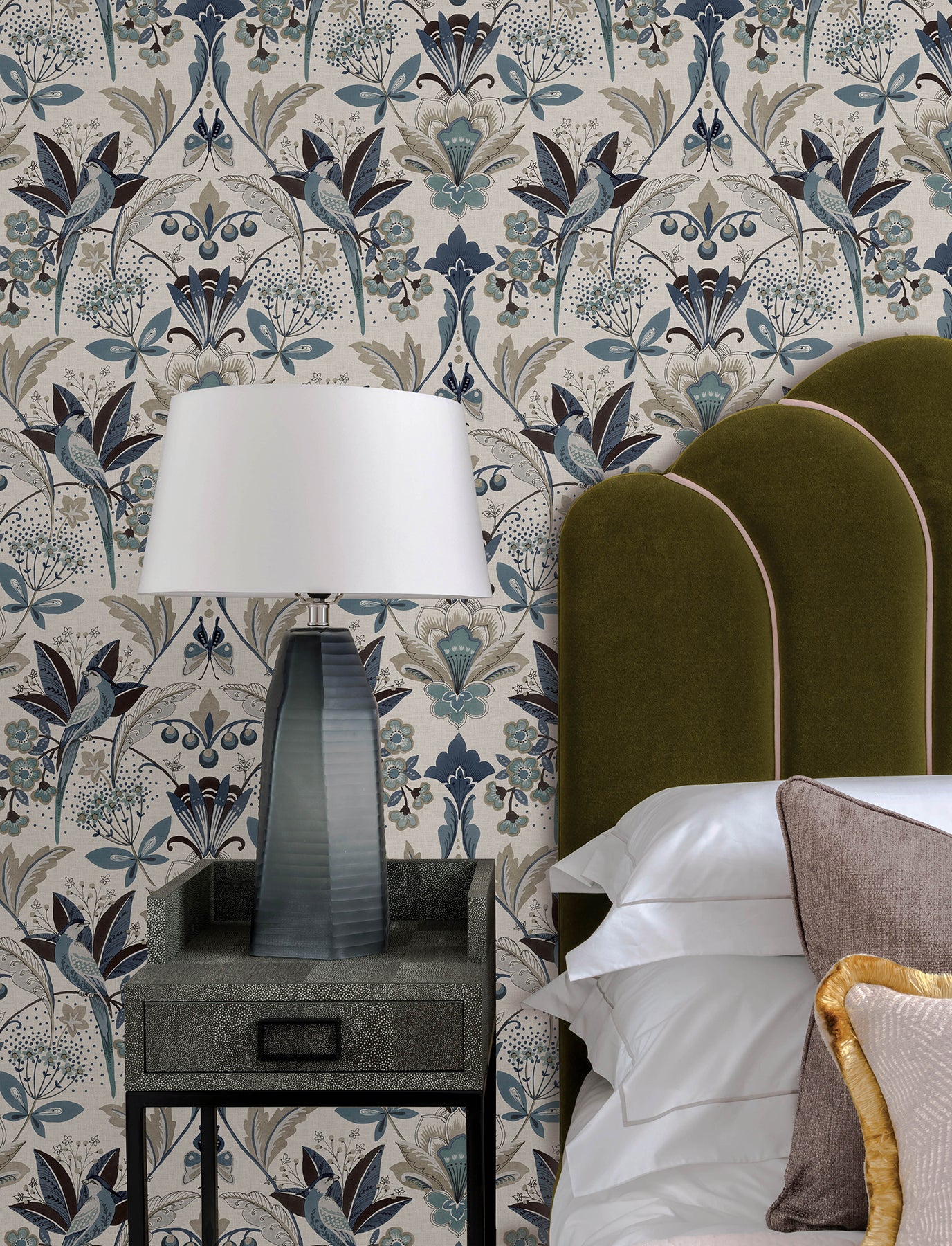 Bernadette Wallpaper in blue color - pattern number 4198-27835 - by A Street Prints in the Moderne Deco Timeless Glamour collection