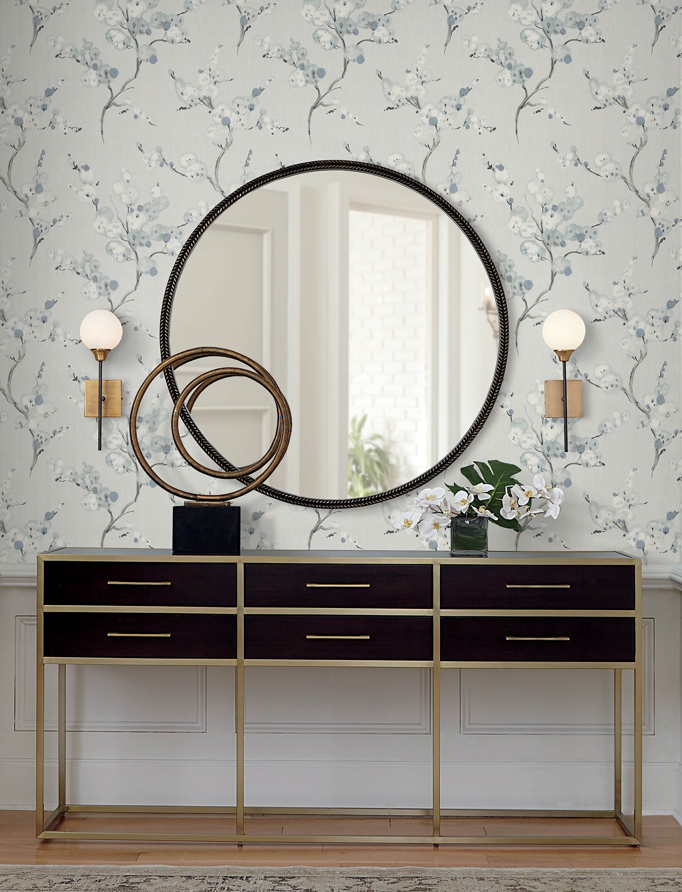 Bliss Wallpaper in sky blue color - pattern number 4198-27844 - by A Street Prints in the Moderne Deco Timeless Glamour collection