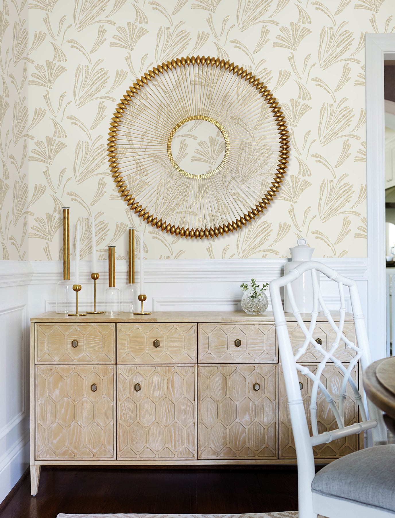 Ermine Wallpaper in gold color - pattern number 4198-83470 - by A Street Prints in the Moderne Deco Timeless Glamour collection