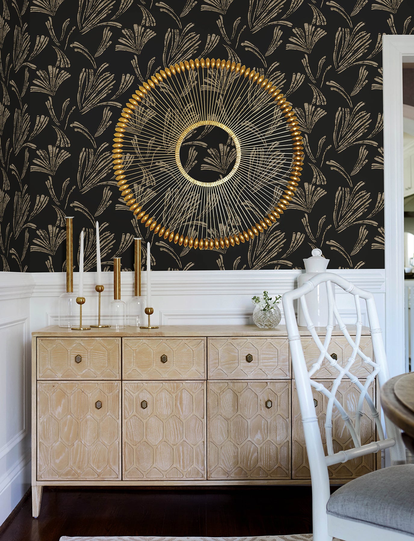 Ermine Wallpaper in black color - pattern number 4198-83473 - by A Street Prints in the Moderne Deco Timeless Glamour collection