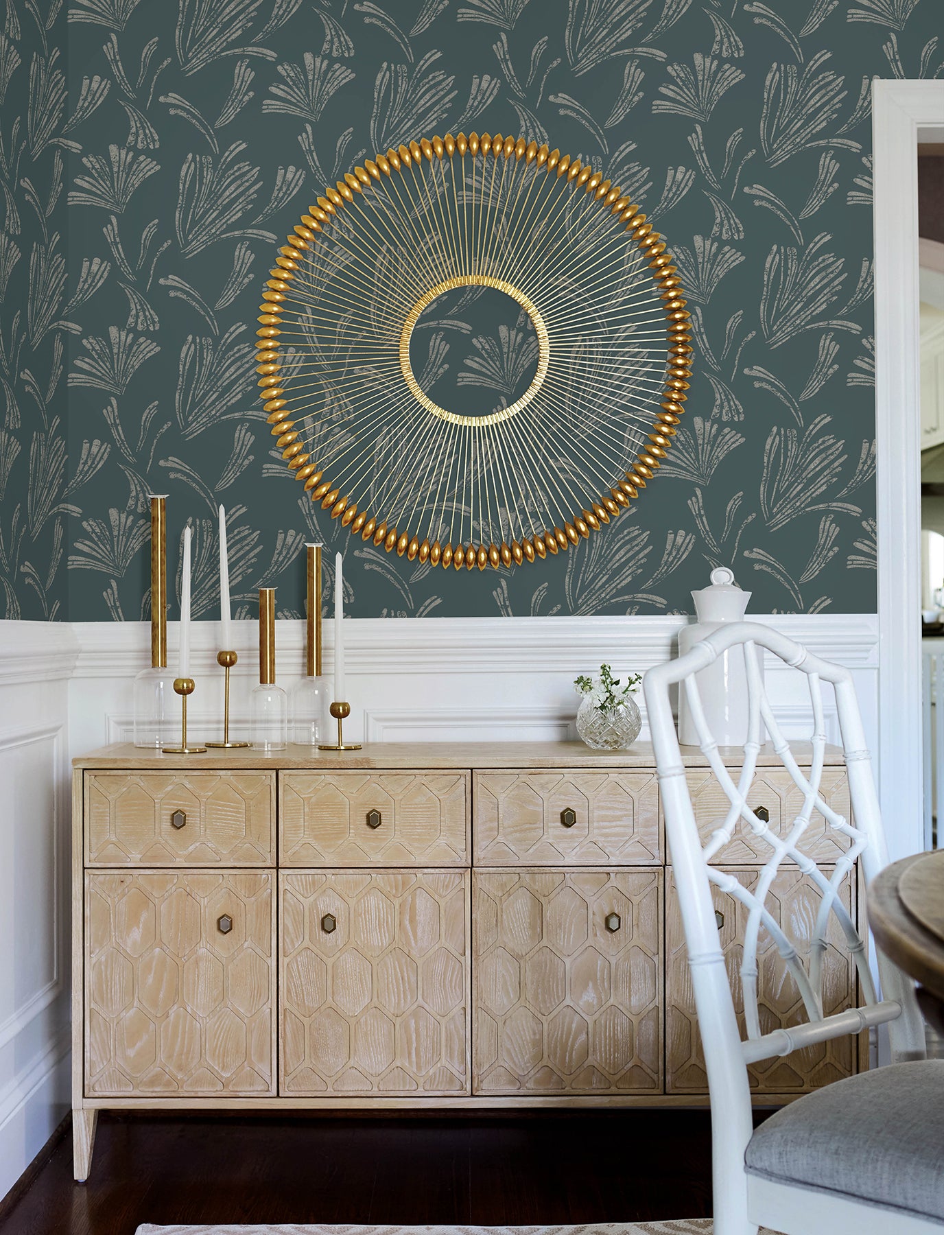 Ermine Wallpaper in teal color - pattern number 4198-83474 - by A Street Prints in the Moderne Deco Timeless Glamour collection