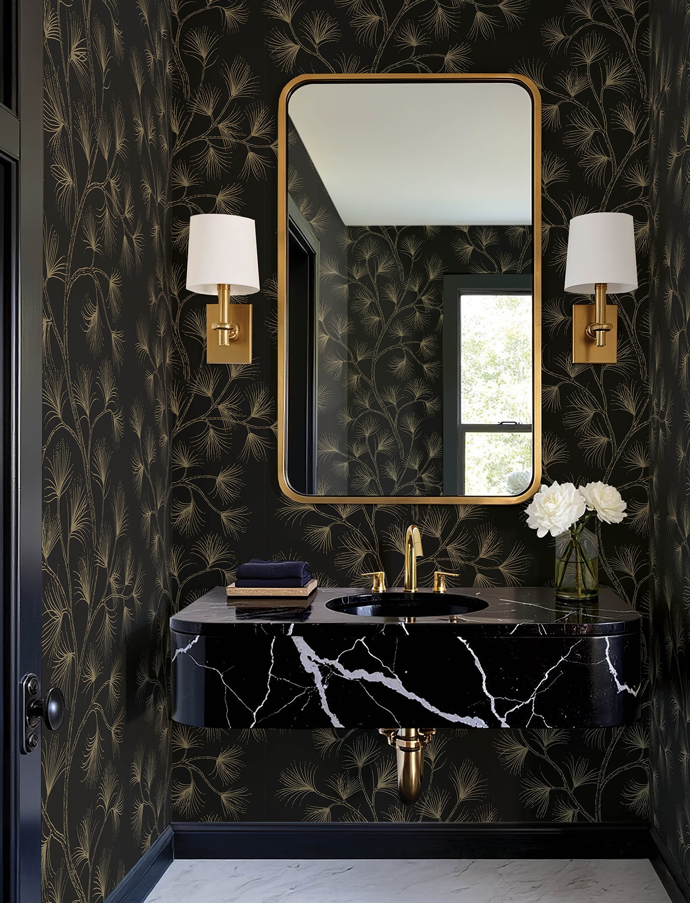 Kismine Wallpaper in black color - pattern number 4198-83481 - by A Street Prints in the Moderne Deco Timeless Glamour collection
