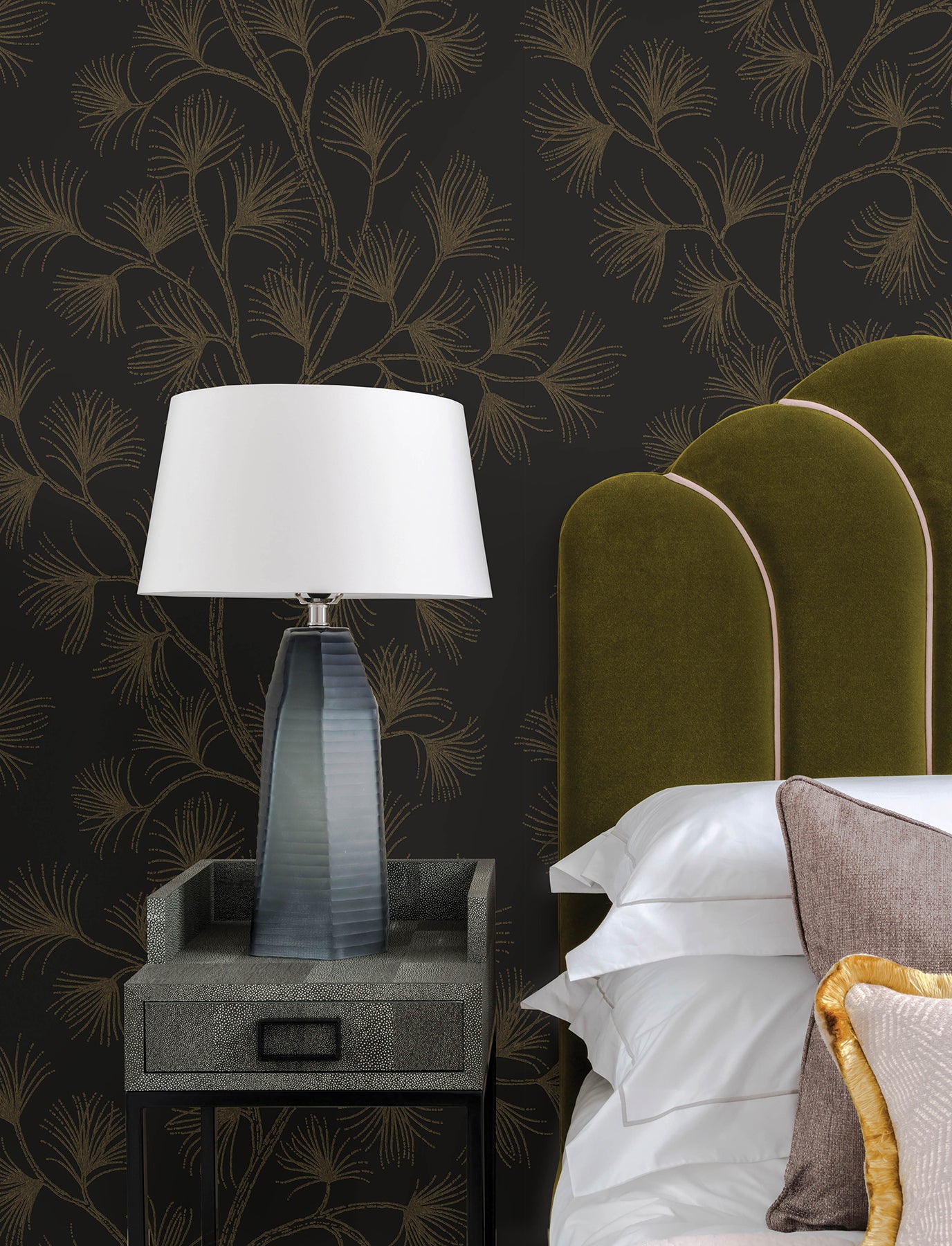 Kismine Wallpaper in black color - pattern number 4198-83481 - by A Street Prints in the Moderne Deco Timeless Glamour collection