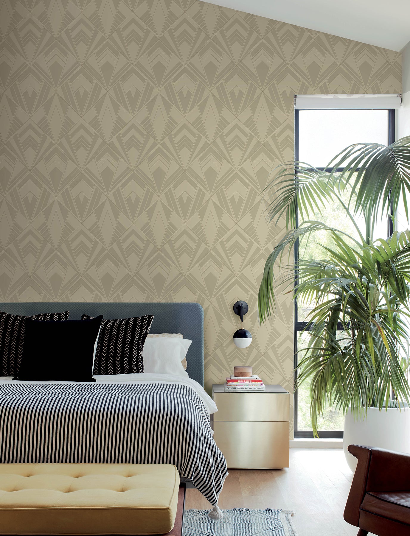 Allenby Wallpaper in khaki color - pattern number 4198-87400 - by A Street Prints in the Moderne Deco Timeless Glamour collection