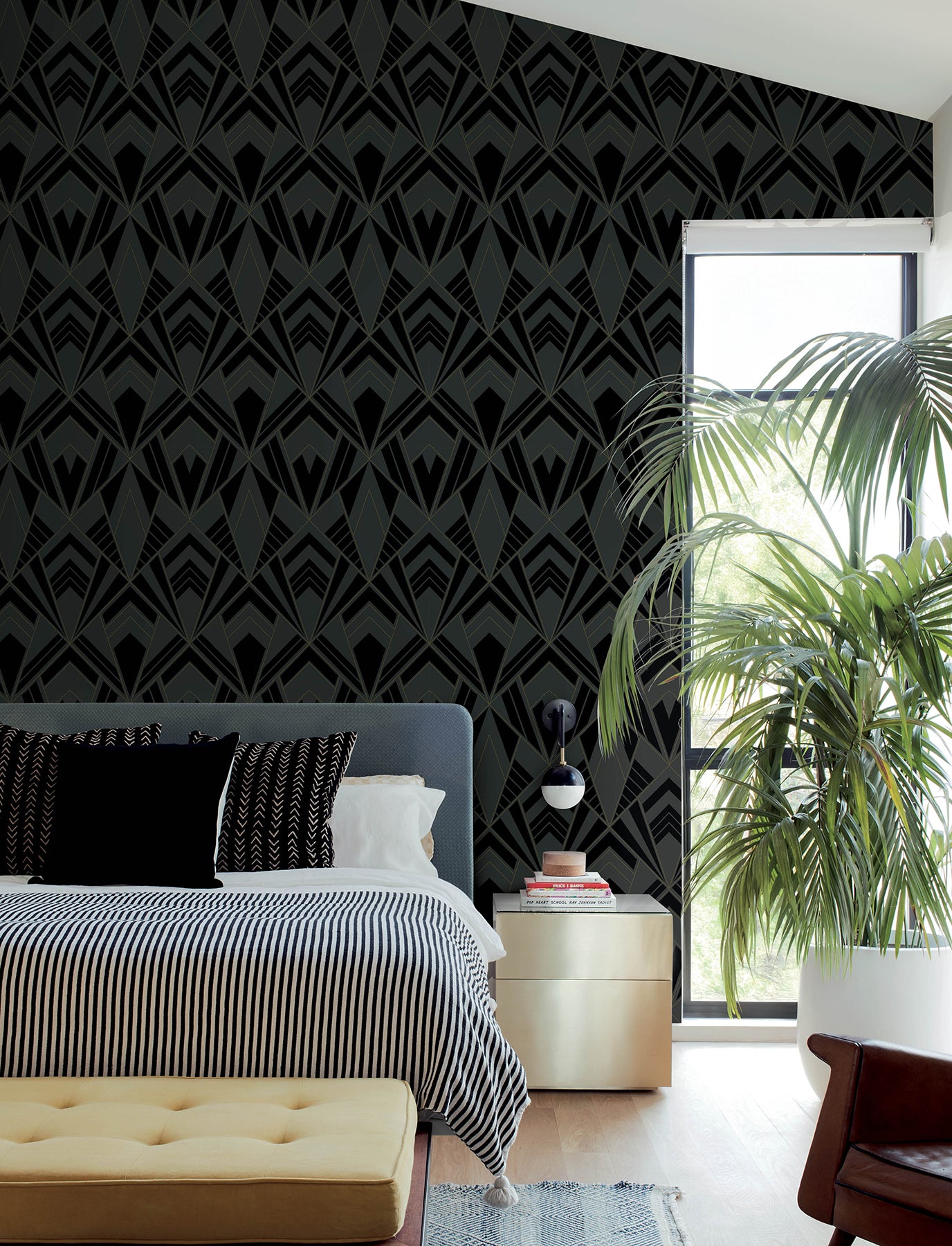 Allenby Wallpaper in black color - pattern number 4198-87401 - by A Street Prints in the Moderne Deco Timeless Glamour collection