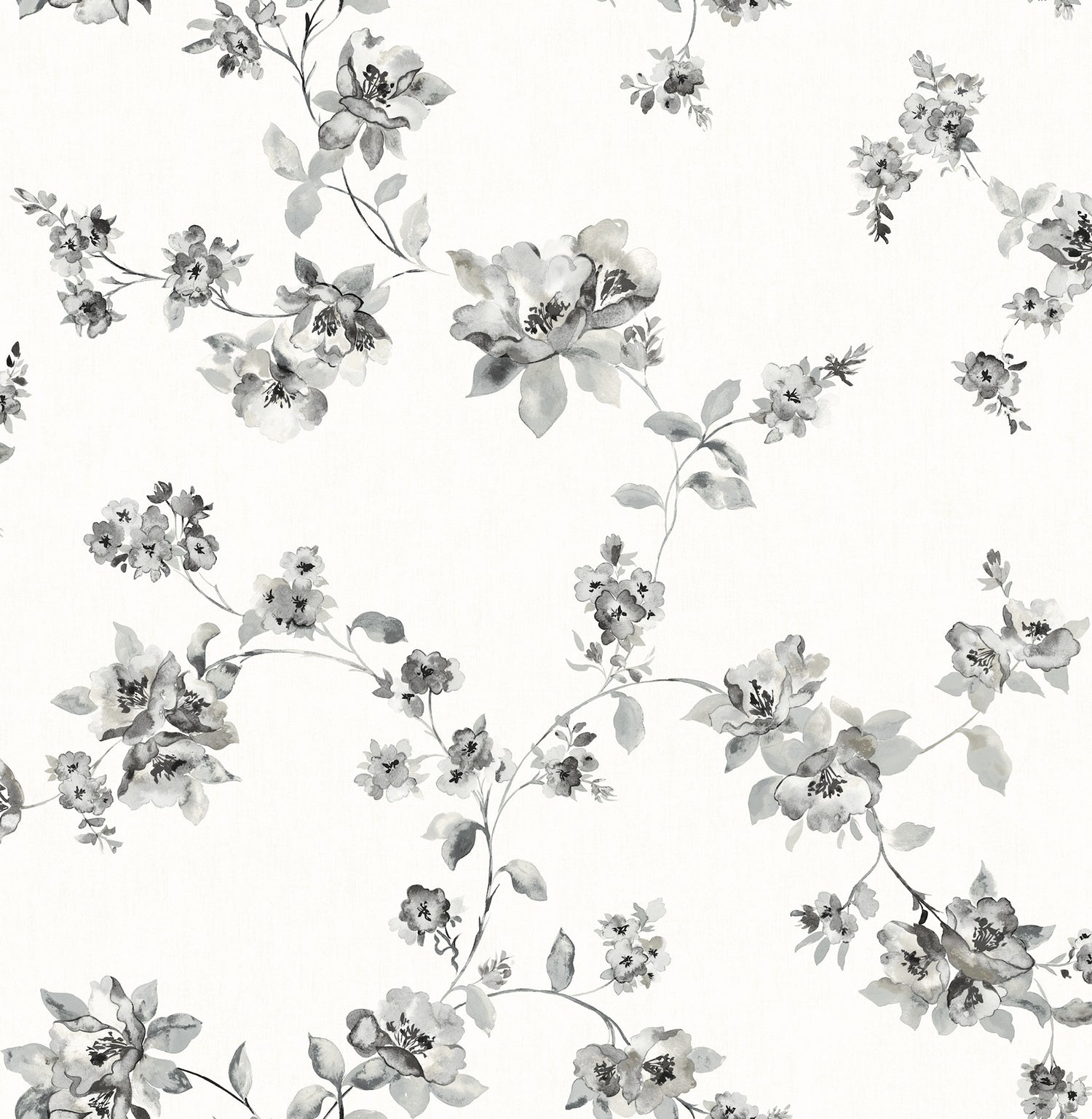 Festival Floral Trailing Wallpaper in Charcoal color - pattern number 4199-24482 - by Chesapeake in the Modern Farmhouse collection