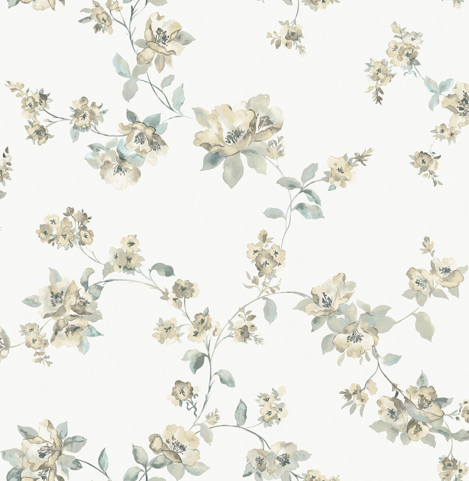Festival Floral Trailing Wallpaper in Aqua color - pattern number 4199-27784 - by Chesapeake in the Modern Farmhouse collection