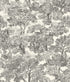 Spinney Toile Wallpaper in Black color - pattern number 4199-72558 - by Chesapeake in the Modern Farmhouse collection
