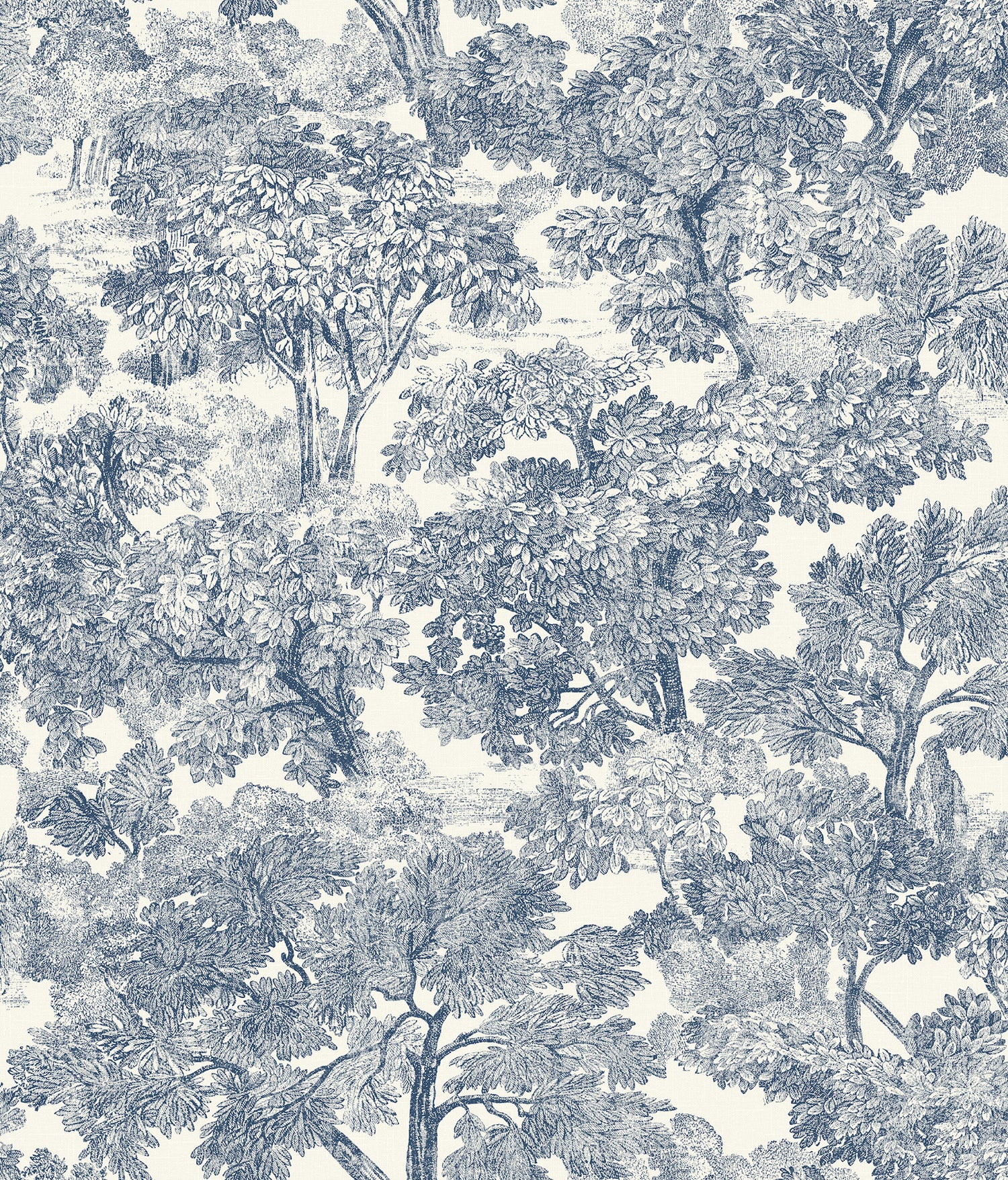 Spinney Toile Wallpaper in Blue color - pattern number 4199-72559 - by Chesapeake in the Modern Farmhouse collection