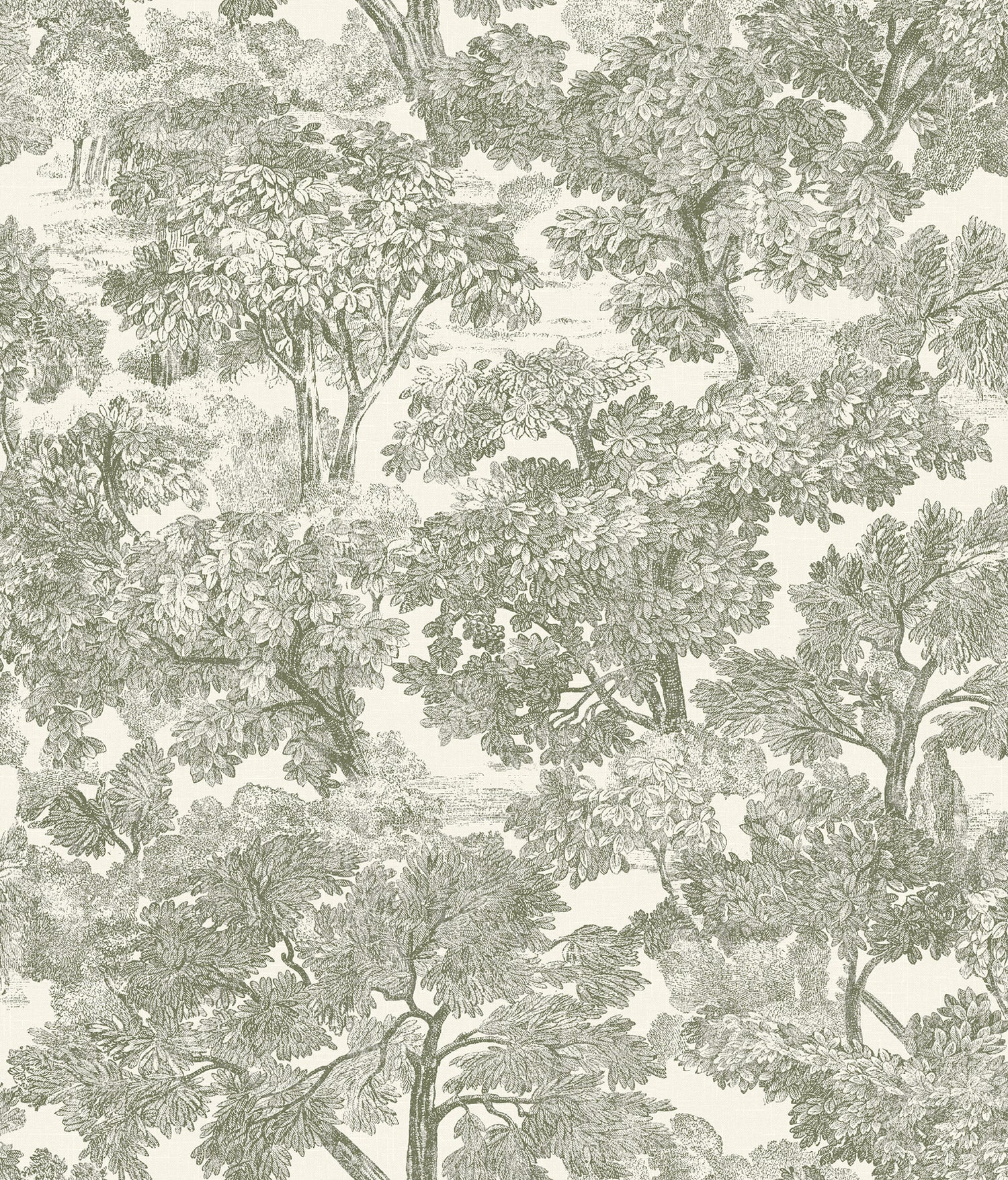 Spinney Toile Wallpaper in Green color - pattern number 4199-72561 - by Chesapeake in the Modern Farmhouse collection