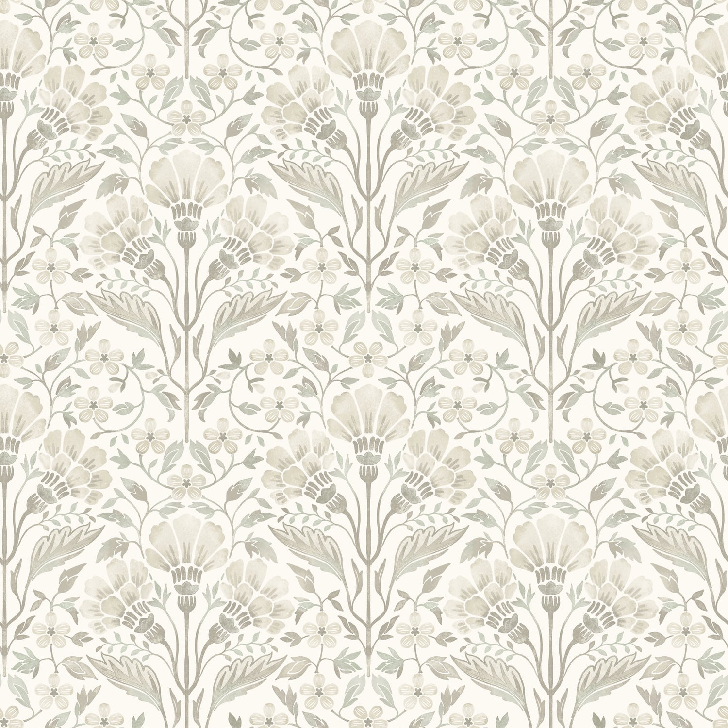 Edith Floral Damask Wallpaper in Neutral color - pattern number 4199-83702 - by Chesapeake in the Modern Farmhouse collection