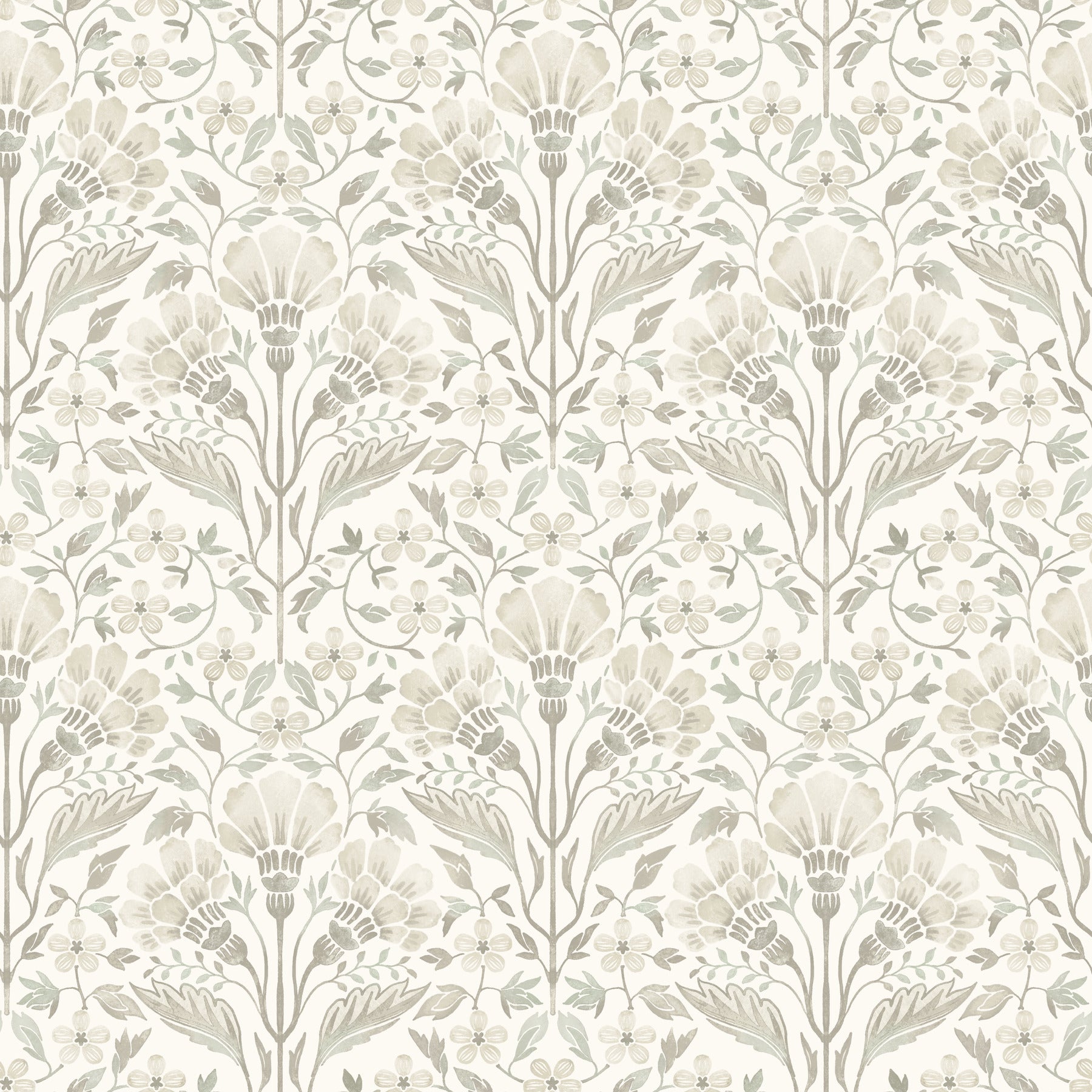 Edith Floral Damask Wallpaper in Neutral color - pattern number 4199-83702 - by Chesapeake in the Modern Farmhouse collection